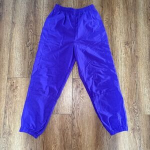 90s On Your Mark Purple Nylon Track Pants Womens S Joggers Ankle Zip VTG retro